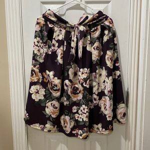 Haute Monde Plum Colored Floral Skirt